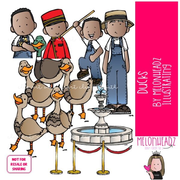 Ducks clip art. literature, book companion COLORED Version - Melonheadz