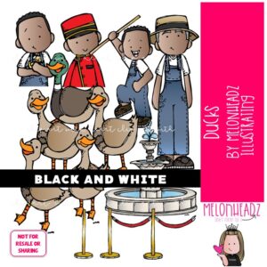 Ducks clip art, literature, book companion BLACK AND WHITE