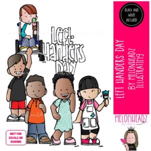 Left Handers Day clip art, holiday, celebration MINI