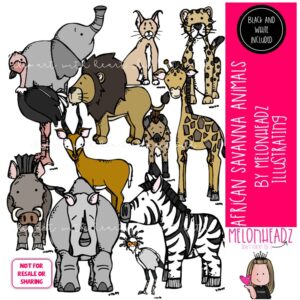 African Savanna Animals clip art, Zoo Animals clip art COMBO PACK