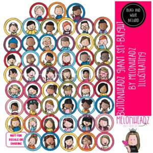 Buttonheadz clip art, (BRIGHT Version) GIANT
