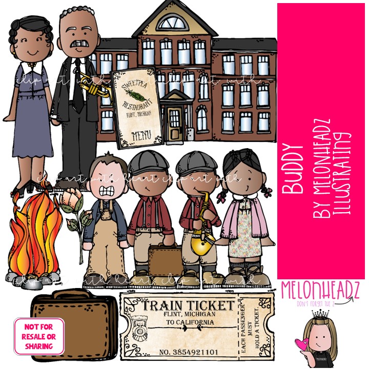 Buddy clip art, literature, book companion COLORED Version