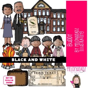 Buddy clip art, literature, book companion BLACK AND WHITE