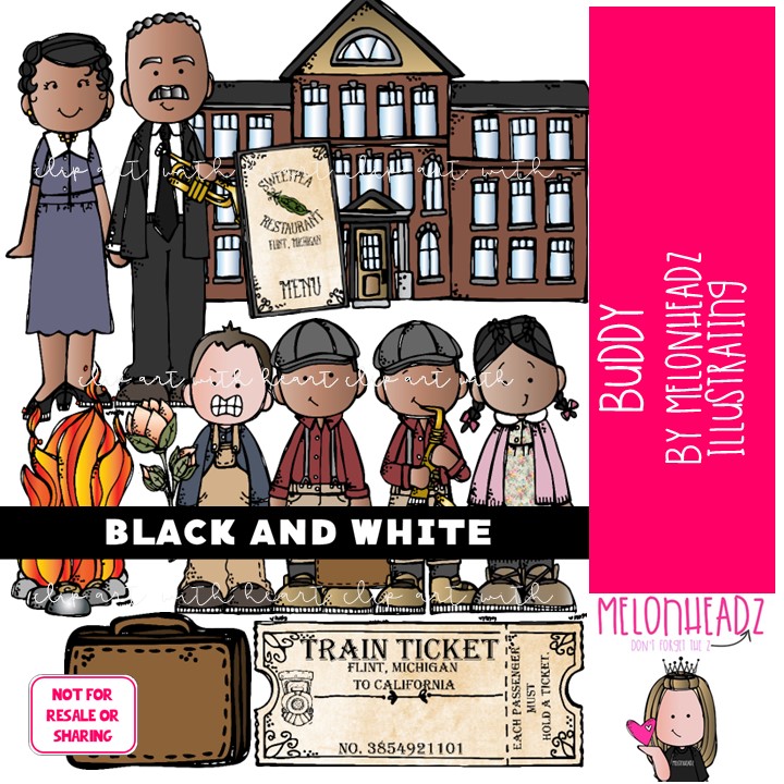 Buddy clip art, literature, book companion BLACK AND WHITE