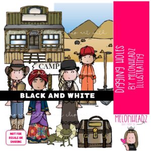 Digging Holes clipart, literature, book companion BLACK AND WHITE