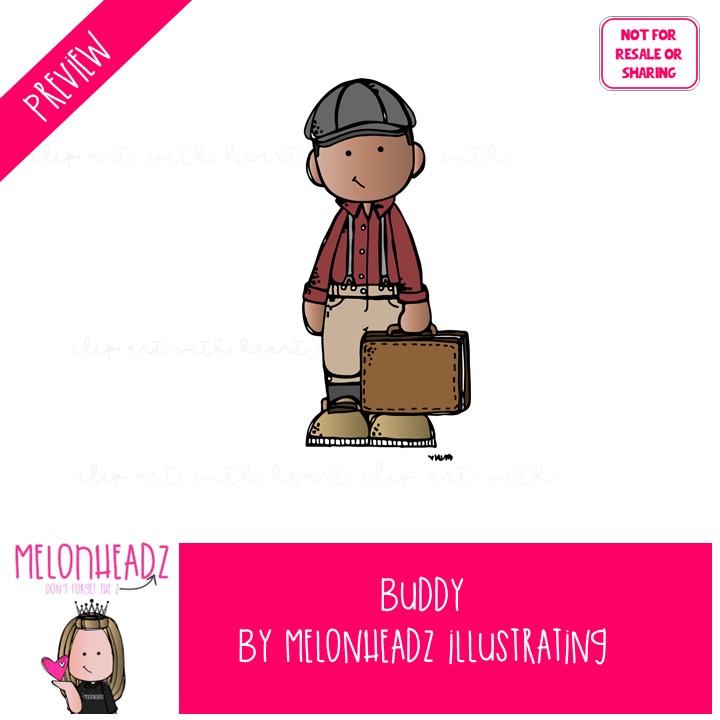 Buddy clip art, literature, book companion COLORED Version - Image 2