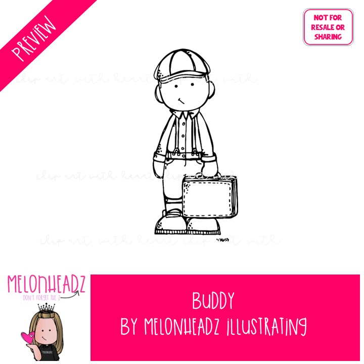 Buddy clip art, literature, book companion BLACK AND WHITE - Image 2