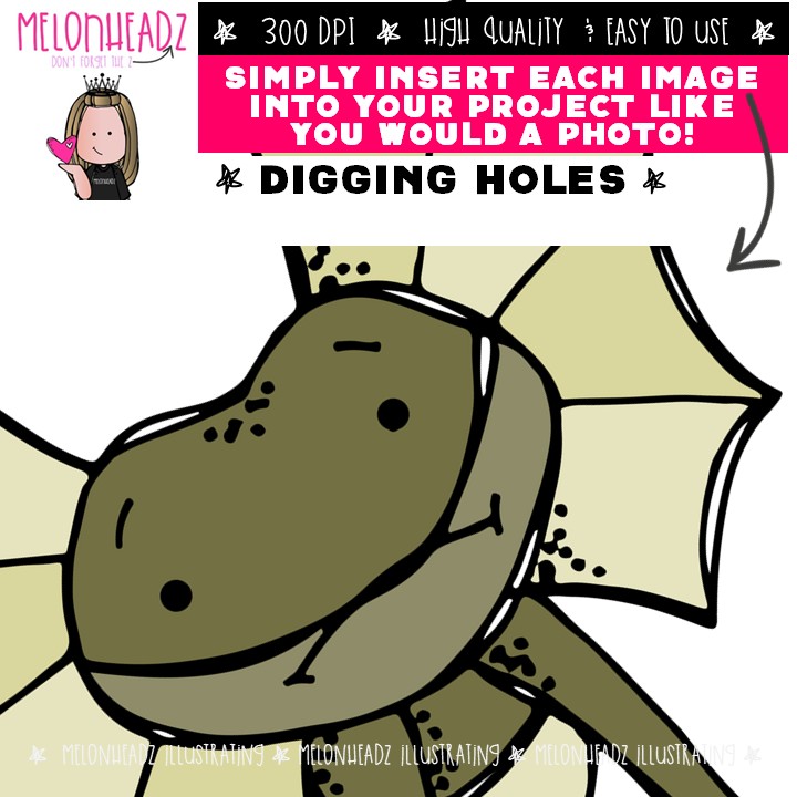 Digging Holes clipart, literature, book companion COLORED Version - Image 3