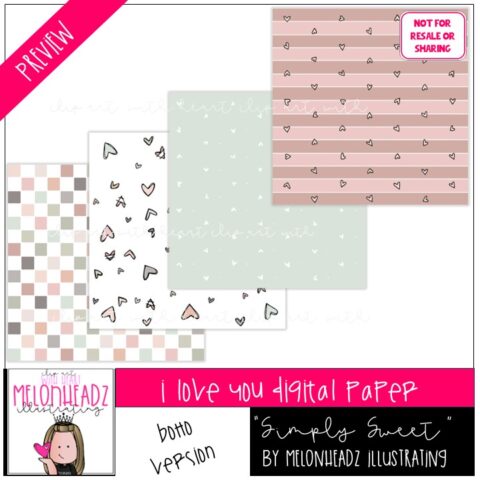 I Love You clipart – Digi Stamps {Simply Sweet} Digital Paper – BOHO ...