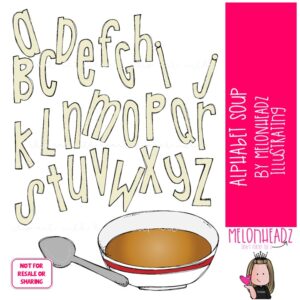 Alphabet Soup clip art, letters clip art COLORED Version
