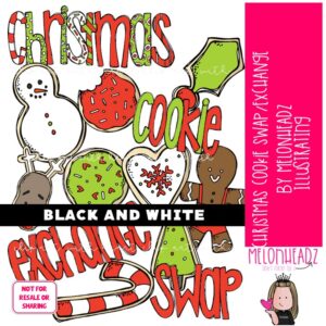 Christmas Cookie Swap/Exchange clip art BLACK AND WHITE
