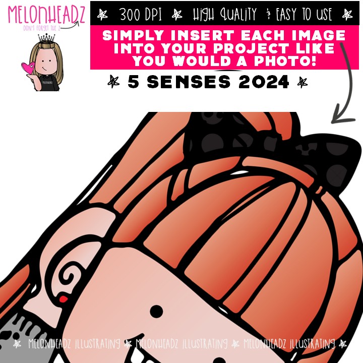 5 {five} Senses clip art 2024, Smell clip art, Sight clip art, Hearing clip art COLORED - Image 3