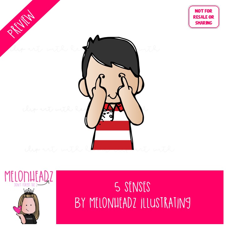 5 {five} Senses clip art 2024, Smell clip art, Sight clip art, Hearing clip art COLORED - Image 2