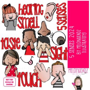 5 {five} Senses clip art 2024, Smell clip art, Sight clip art, Hearing clip art COLORED