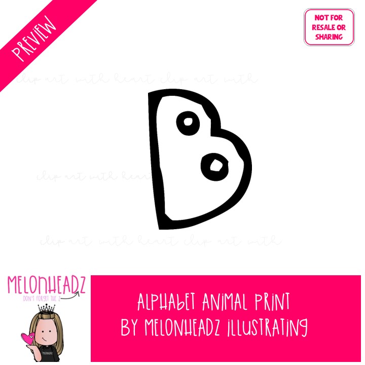 Animal Print Alphabet clip art, ABCs clip art, Letters clip art BLACK AND WHITE - Image 2