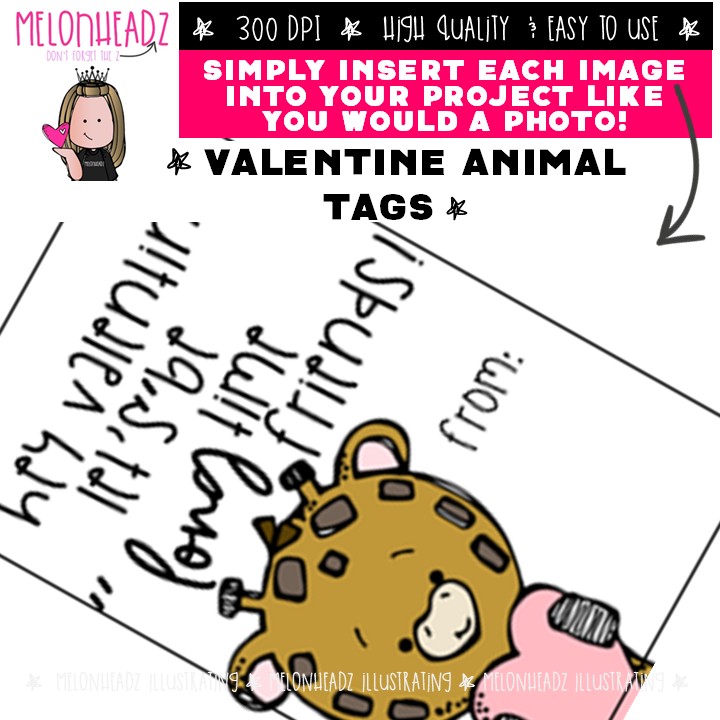 Valentine Animals PRINTABLE gift tags - Image 3