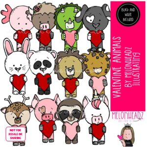 Valentine Animals clip art, Holiday clip art COMBO PACK