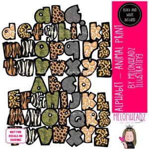 Animal Print Alphabet clip art, ABCs clip art, Letters clip art COMBO PACK