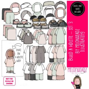 Build A Kidlette clip art Set 3, hijab clip art, head covering clipart COMBO PACK