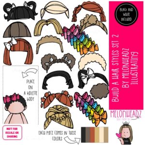 Build a Teacher Hair Styles 2 clip art, Me, Kidlette COMBO PACK