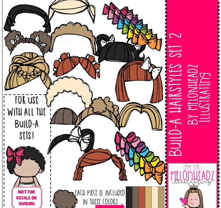 Build-A-Teacher/Me/Kidlette Hair Styles Set 2 clip art digi stamp COMBO PACK