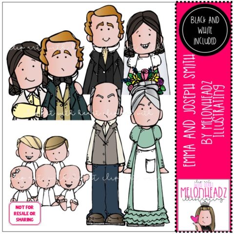 Emma and Joseph Smith LDS History clip art digi stamp Mini - Melonheadz