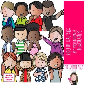 Kidlette Halfsies clip art, kid clip art, topper clip art COLORED Version