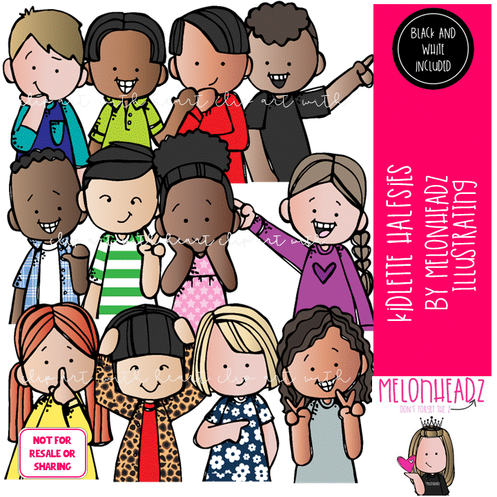 Kidlette Halfsies clip art, kid clip art, topper clip art COMBO PACK