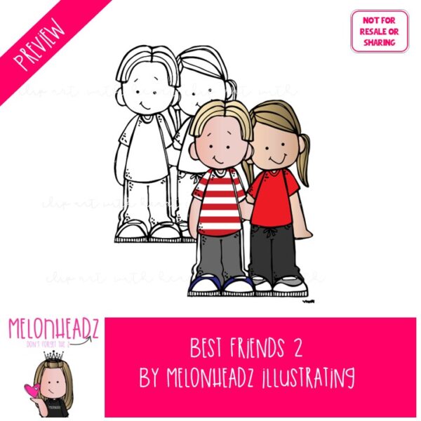 Best Friends 2 clip art, kids, Buddies COMBO PACK - Melonheadz