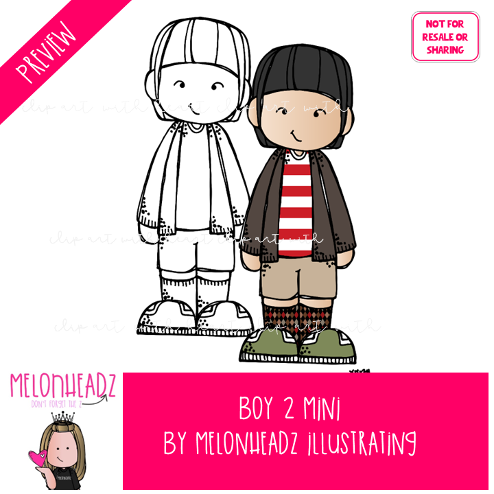 Boy 02 clip art, kid, kidlette Mini - Image 2