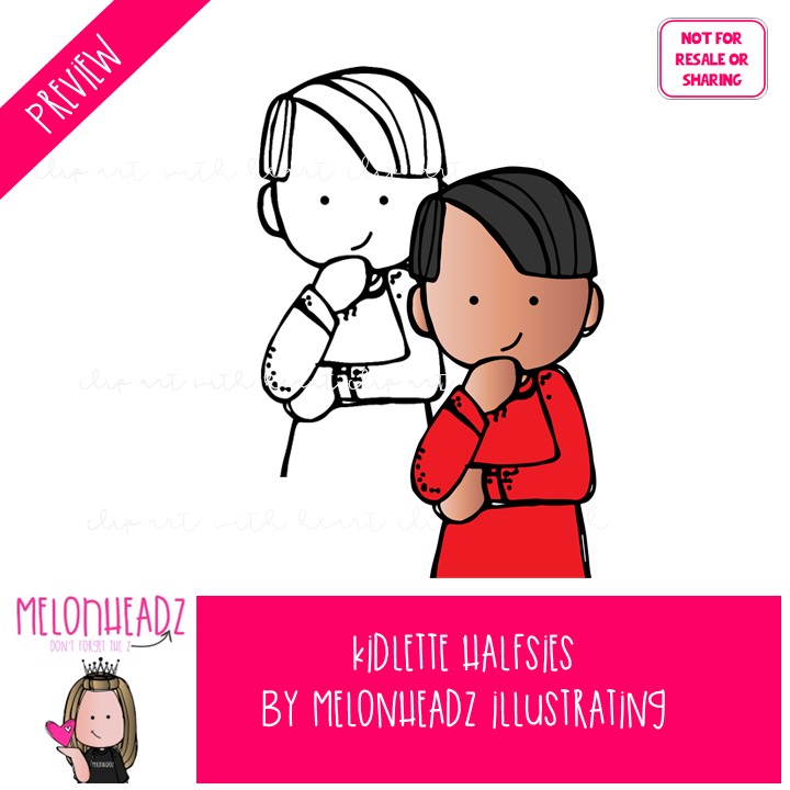 Kidlette Halfsies clip art, kid clip art, topper clip art COMBO PACK - Image 2