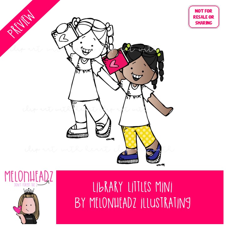 Library Littles clip art, reading, book Mini - Image 2