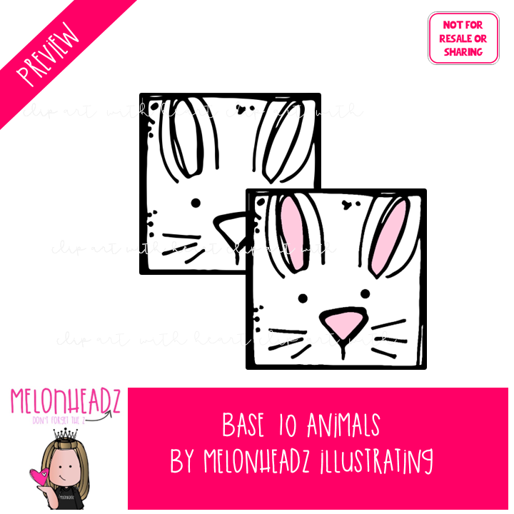 Base Ten Animals clip art, Math, blocks COMBO PACK - Image 2