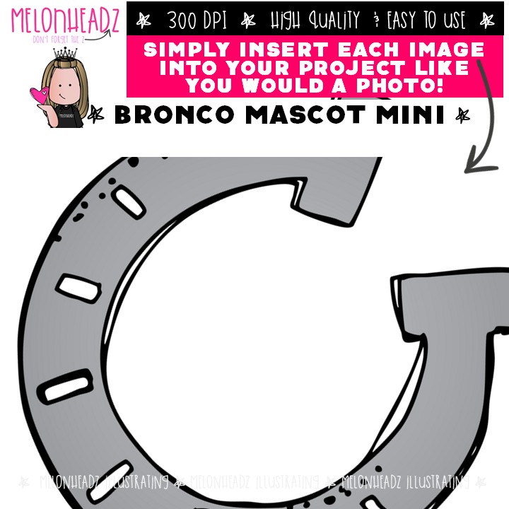Bronco Mascot clip art, horse, horseshoe Mini - Image 3