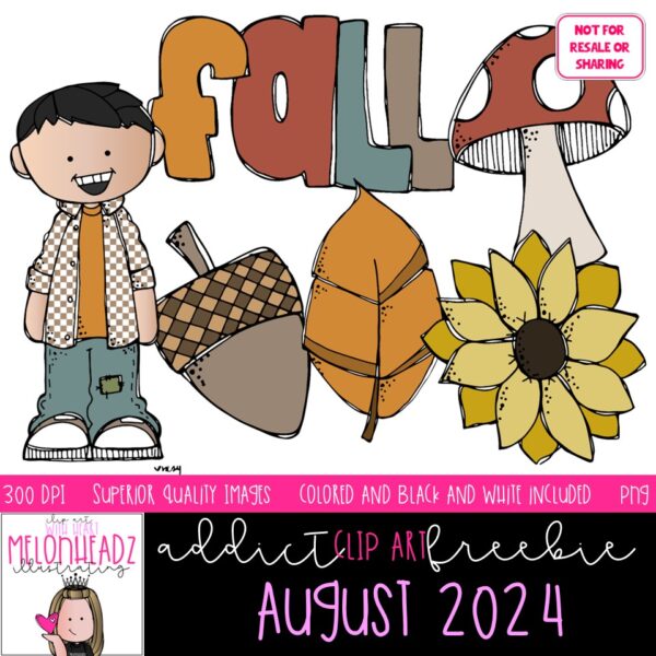 Melonheadz Addicts August 2024 clip art set digi stamp Mini