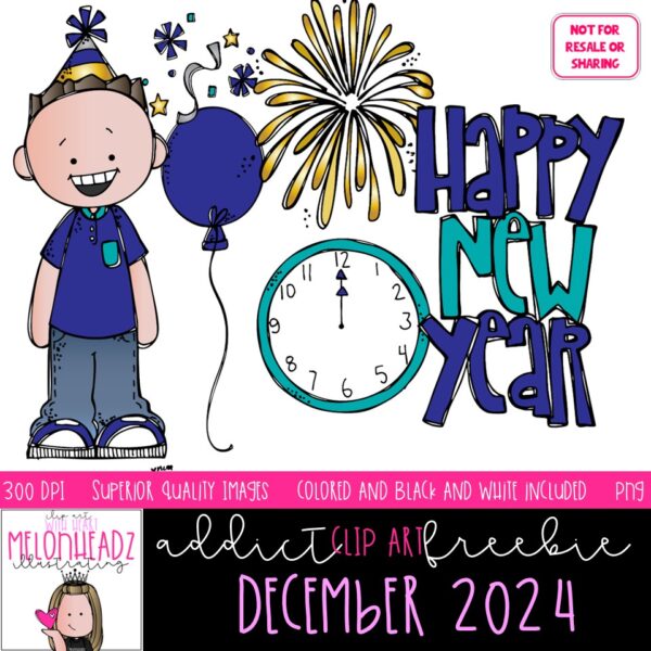 Melonheadz Addicts December 2024 clip art set digi stamp Mini