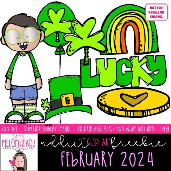 Melonheadz Addicts February 2024 clip art set digi stamp Mini