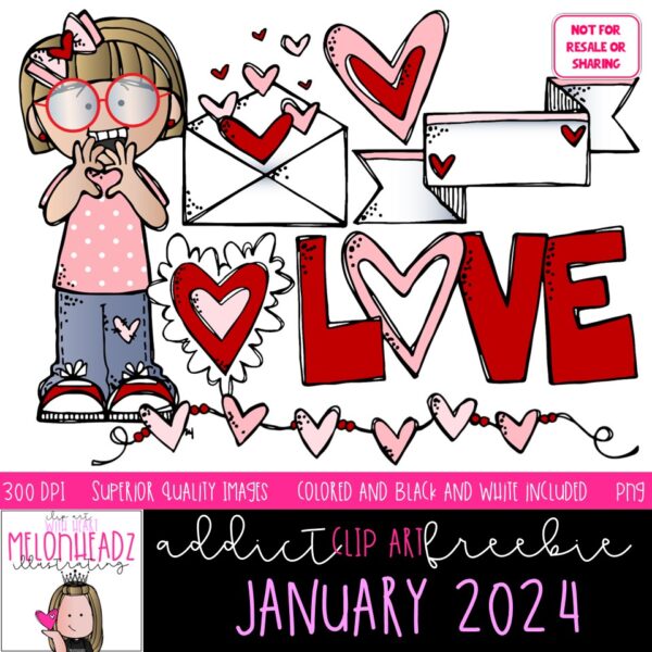 Melonheadz Addicts January 2024 clip art set digi stamp Mini