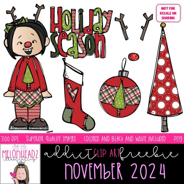 Melonheadz Addicts November 2024 clip art set digi stamp Mini