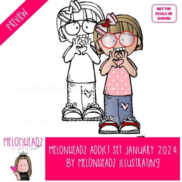 Melonheadz Addicts January 2024 clip art set digi stamp Mini - Image 2