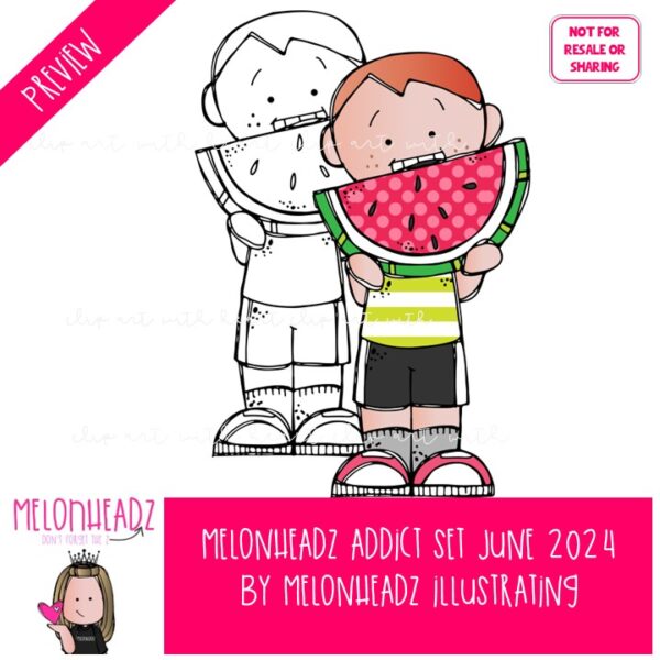 Melonheadz Addicts June 2024 clip art set digi stamp Mini - Image 2