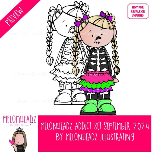 Melonheadz Addicts September 2024 clip art set digi stamp Mini - Image 2