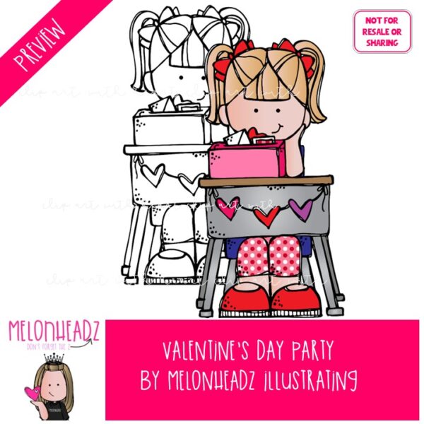 Valentine Party clip art digi stamp COMBO PACK - Image 2