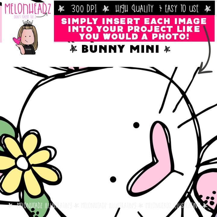 Bunny clip art 2025, Easter, Spring, Mini - Image 3