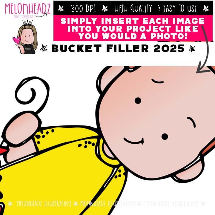 Bucket Filler clip art 2025, Be Kind COLORED Version - Image 3