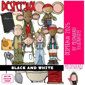Desperaux clip art 2025 Literature clip art Mouse clip art Book Companion clip art BLACK AND WHITE