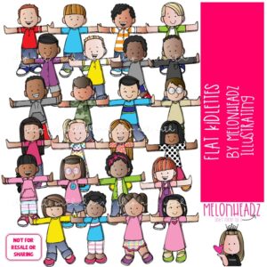 Flat Kidlettes clip art Flat Kids clip art Book Companion clip art GIANT set COLORED Version