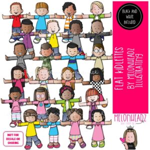 Flat Kidlettes clip art Flat Kids clip art Book Companion clip art GIANT set COMBO PACK