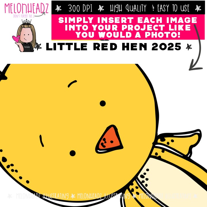 Little Red Hen clip art 2025, Literature, Book Companion COLORED Version - Image 3