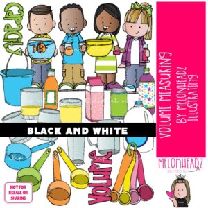 Volume Measuring clip art, Math clip art, Capacity clip art BLACK AND WHITE